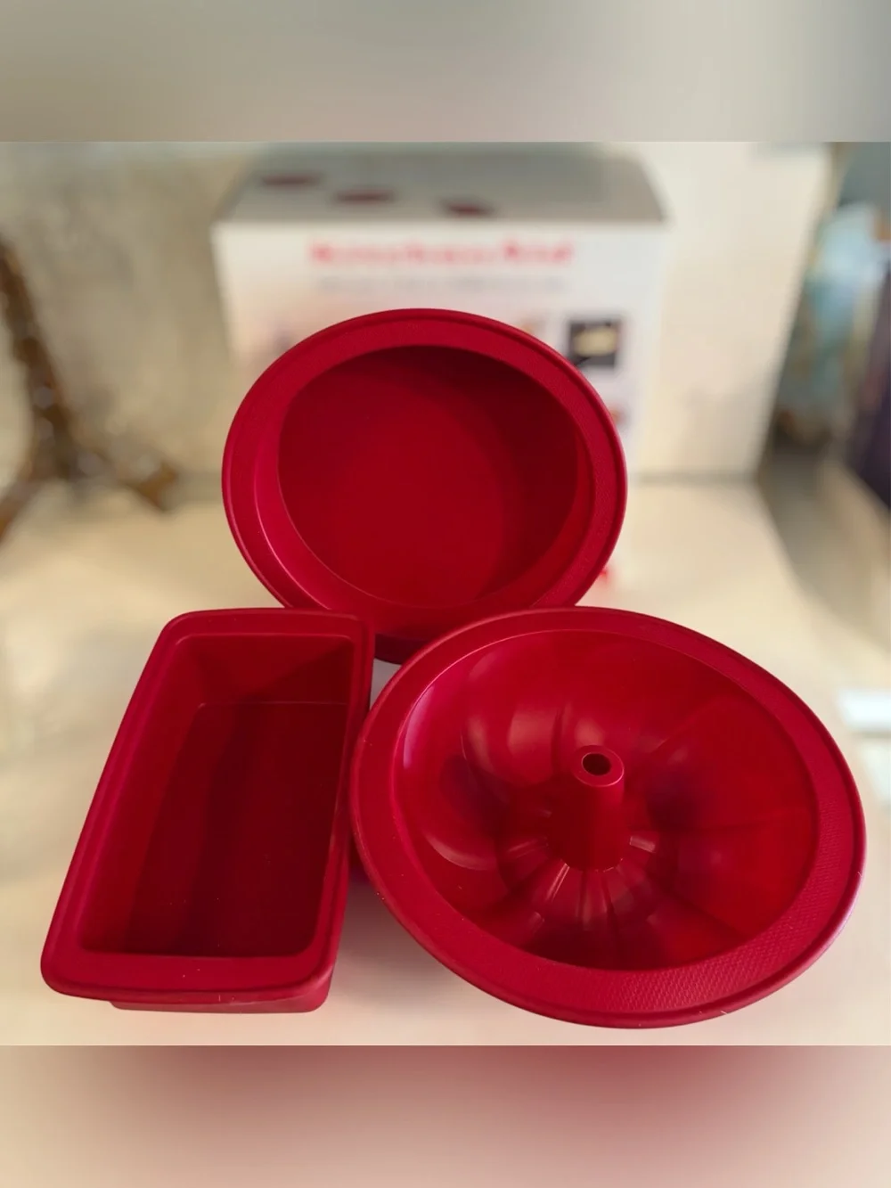 Kitchenaid 3 Piece Bakeware Set Bundt Cake Fluted Round Pan Loaf Pan Silicone